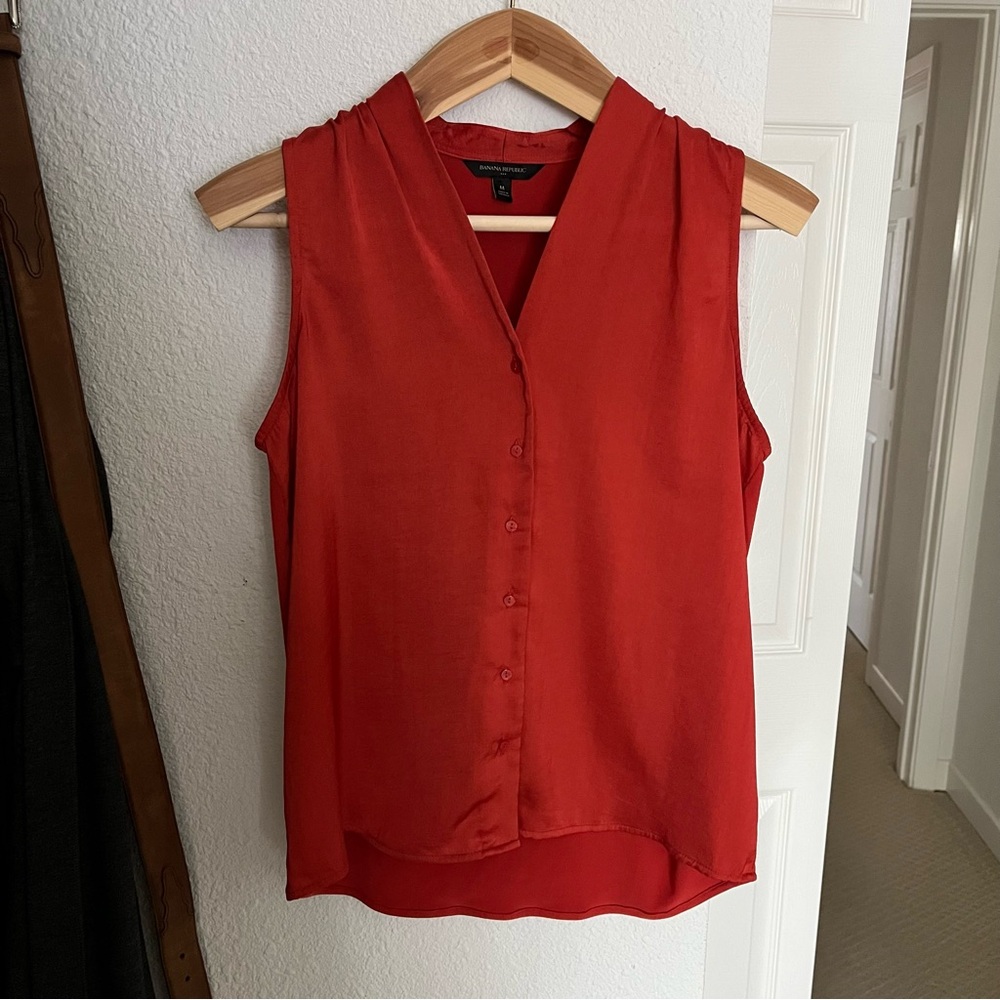 Banana Republic Red-Orange Sleeveless Blouse